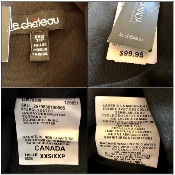 *NWT*Black Sheath Dress with Floral Velvet Detailing - Made in Canada - Size XXS - Picture 13 of 14